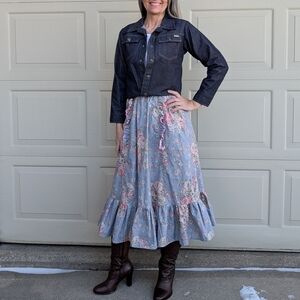 vintage COTTAGECORE MIDI SKIRT 1980's 80's S